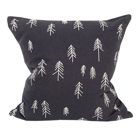 Tall brodert putetrekk 48x48 cm antrasittblått fra Fine Little Day