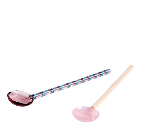 Glasskjeer Round 2-pk aubergine og  lys rosa fra HAY