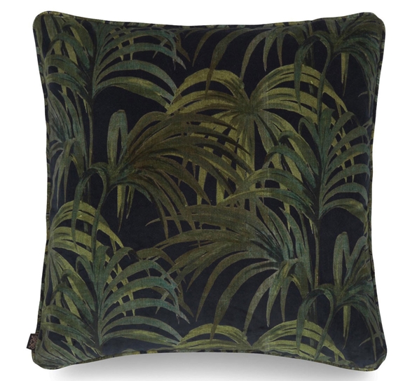 Palmeral fløyelspute 60x60 cm midnight/grønn