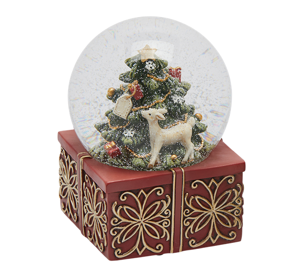 Snøkule med juletre spilledåse 14,5 cm rød EDG Enzo de Gasperi