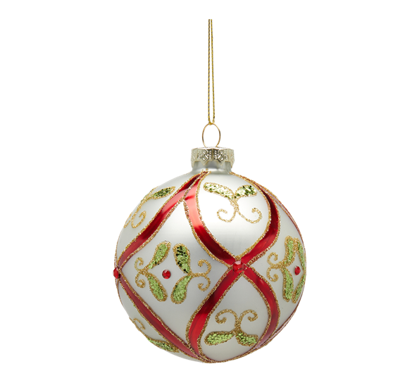 <p>Julekule 8 cm rød hvit EDG Enzo de Gasperi</p>
