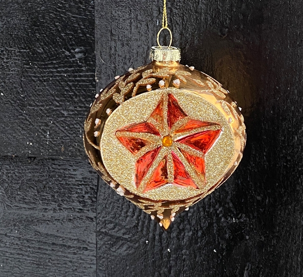 Julekule messing glassløk med glitterdekor & krater fra Und