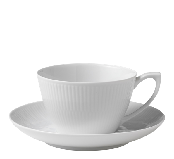 Hvit Riflet tekopp med skål 27 cl Royal Copenhagen