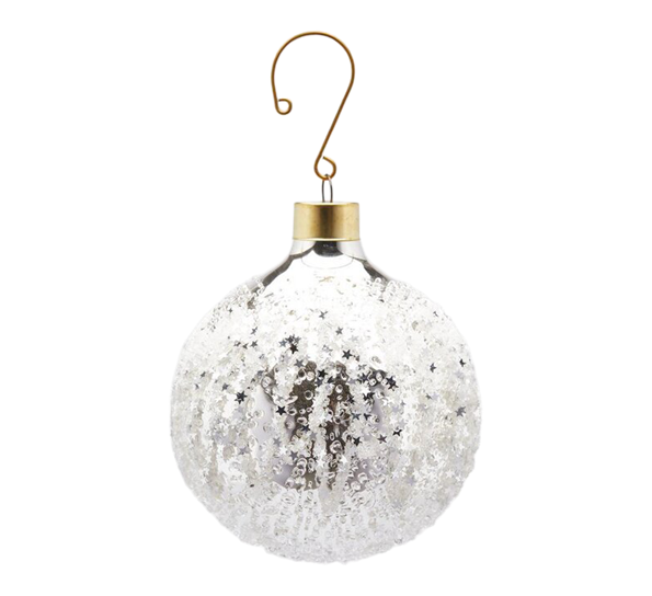 Julekule sølvglitter 8 cm EDG Enzo de Gasperi