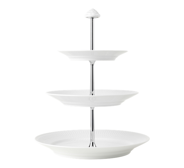 Hvit Riflet etasjefat 3 etasjer Royal Copenhagen