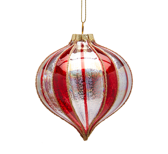 Julekule løk ø8 cm rød sølv EDG Enzo de Gasperi