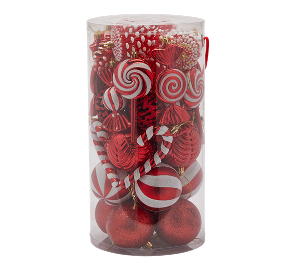 Julekuler 40 deler 12 cm rød hvit EDG Enzo de Gasperi