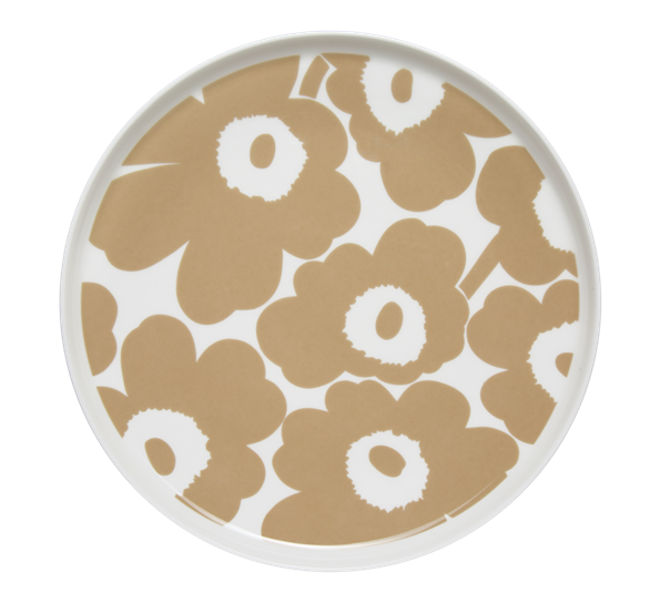 Unikko beige tallerken 25 cm fra Marimekko