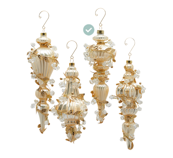 Julekule barokko 24 cm hvit gull 3 EDG Enzo de Gasperi