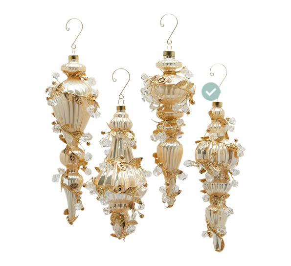 Julekule barokko 24 cm hvit gull 4 EDG Enzo de Gasperi