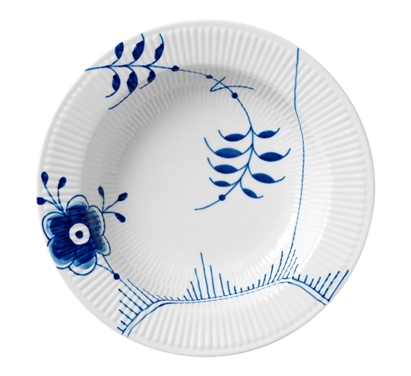 Blå Mega Riflet pastatallerken 30 cm fra Royal Copenhagen