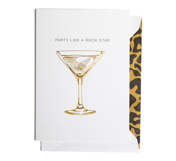Kort A6 Party like a rockstar hvitt Cardsome
