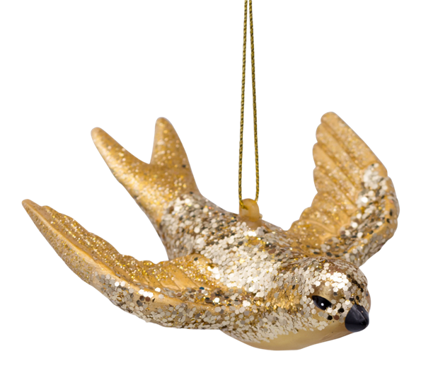 Glassornament svale gull H5 cm fra Vondels