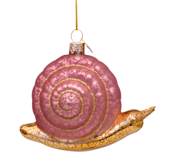 Glassornament snegle rosa og gull H12 cm fra Vondels
