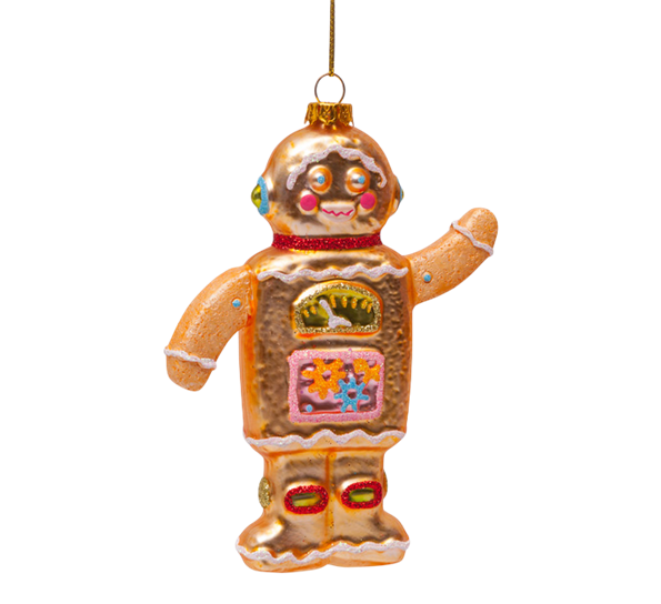 Glassornament pepperkakerobot H11 cm fra Vondels