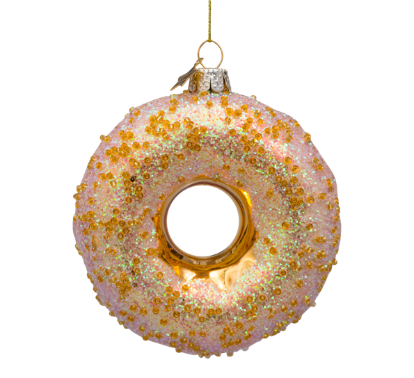 Glassornament smultring gull med glitter H10 cm fra Vondels