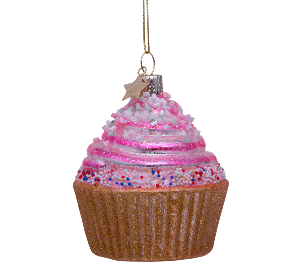 Glassornament muffin discodip H8 cm fra Vondels