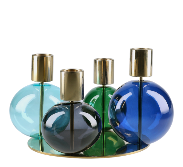 Bubble lysestake 4-armet ø17,5 cm blå grønn Holmegaard