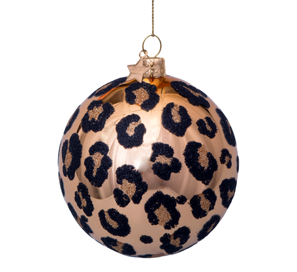 Glasskule gull med leopardmønster H8 cm fra Vondels