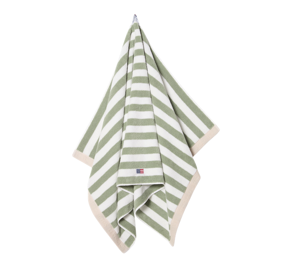 Block håndkle striper 70x130 cm vintage green hvit moonbeam Lexington
