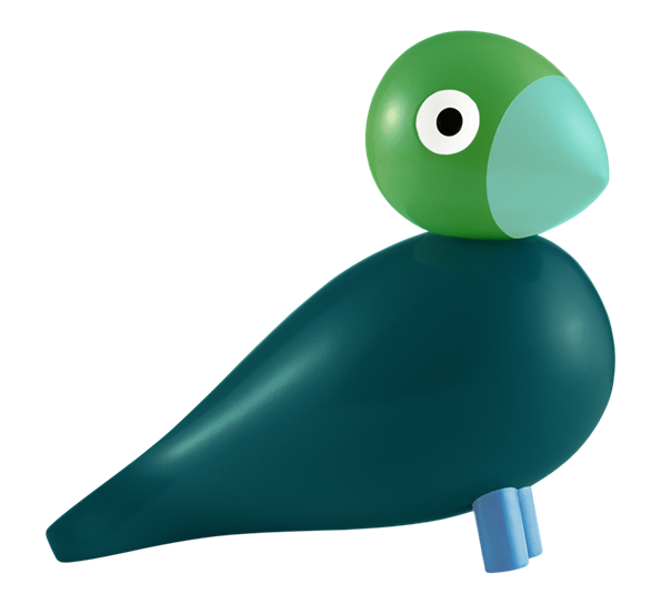 Sangfugl Birk 2026 h12,5 cm mørk grønn Kay Bojesen