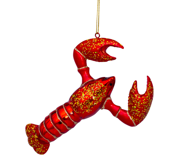 Glassornament hummer rød H14 cm fra Vondels