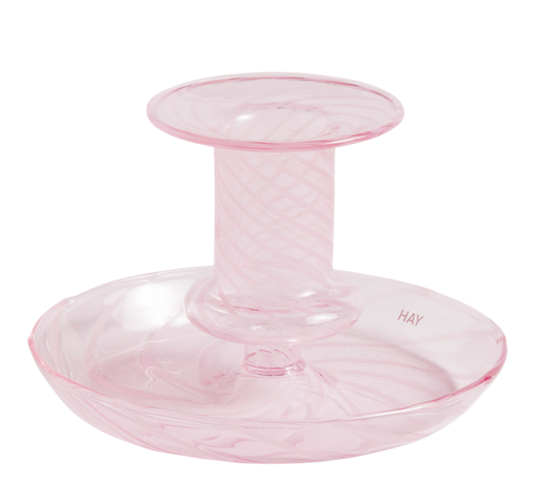 Flare Stripe lysestake rosa og hvit fra HAY