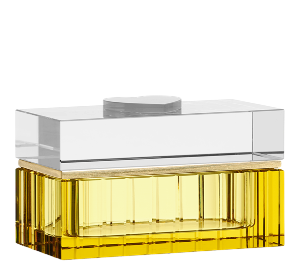Krystallboks hvitt hjerte 14x7x8 cm gul hvit fra Reflections Copenhagen