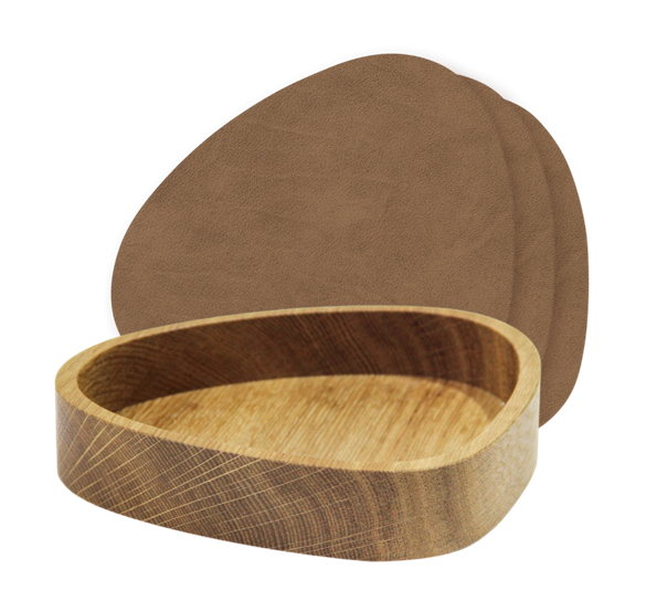 Wood Box Curve eik med 8 glassbrikker brun Lind DNA