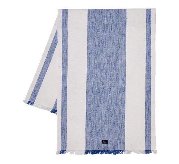 Løper med frynser 50x150 cm blå hvit Lexington