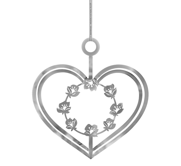 Blomsterhjerte m led-lys sølv fra Jette Frölich