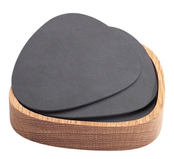 Wood Box Curve eik med 8 glassbrikker sort fra Lind DNA