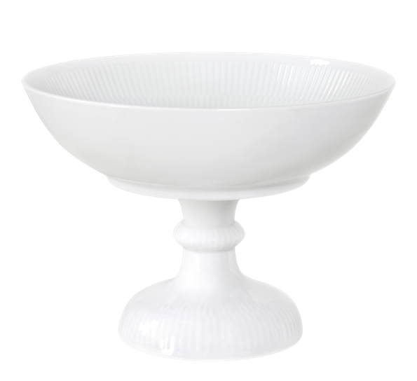 Hvit Riflet skål på fot 15 cm Royal Copenhagen