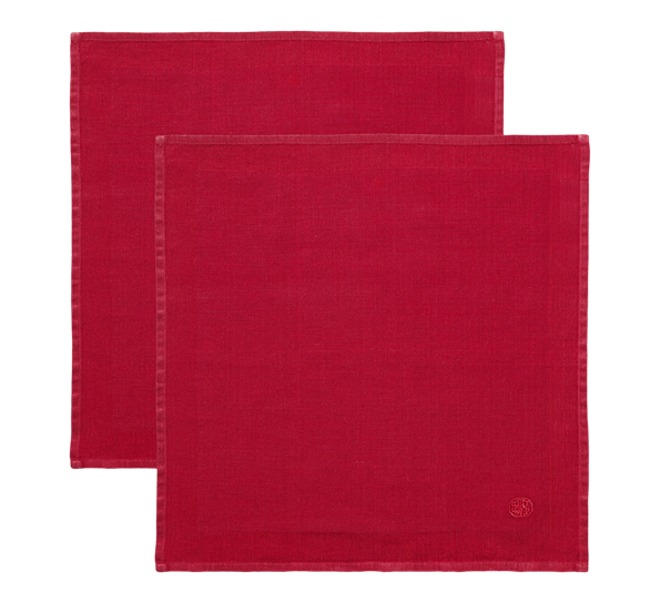 Plain linservietter 2-pk 45x45 cm dyp rød fra Georg Jensen Damask