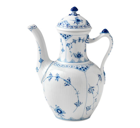 Musselmalt Halvblonde kaffekanne m lokk 1 L fra Royal Copenhagen