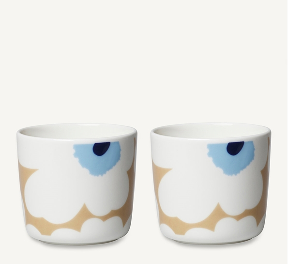 Unikko kaffekopp 2 dl 2pk beige krem blå fra Marimekko