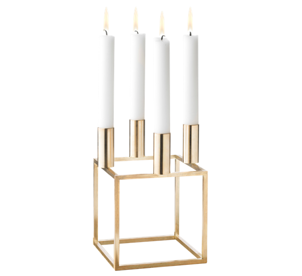 Kubus 4 lysestake messing fra By Lassen