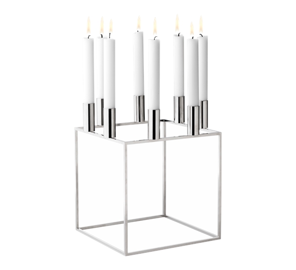 Kubus 8 lysestake nikkel fra By Lassen