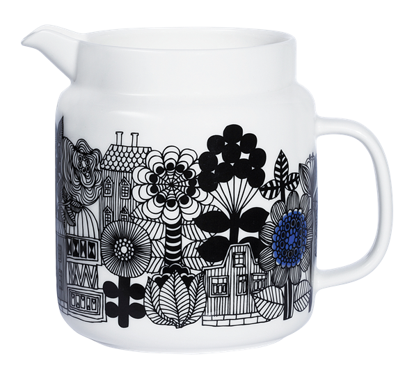 Siirtolapuutarha mugge 1,25 liter hvit sort blå fra Marimekko