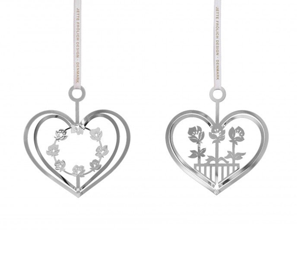 Blomsterhjerter små sølv 2pk fra Jette Frölich