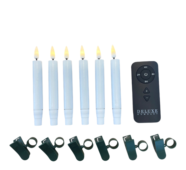 Real Flame LED-juletrelys med stearin 6-pk hvit fra Deluxehomeart