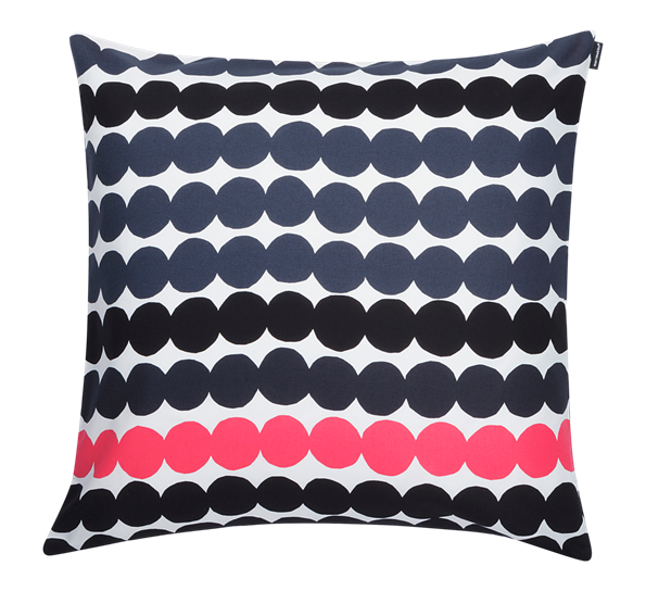 Räsymatto putetrekk 50x50 cm hvit sort rosa fra Marimekko