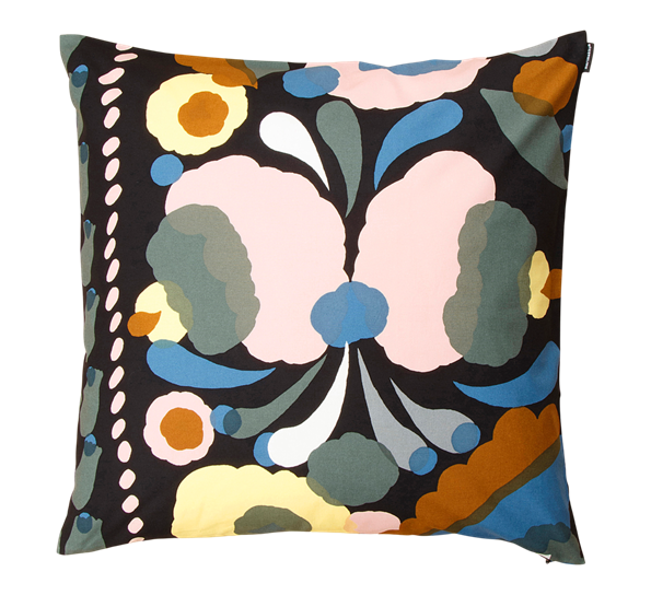 Tuppura putetrekk 50x50 cm sort fersken grå fra Marimekko