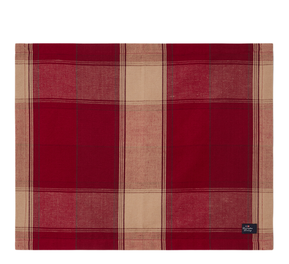 Spisebrikke checked lin- og bomull rød beige 40x50 cm fra Lexington