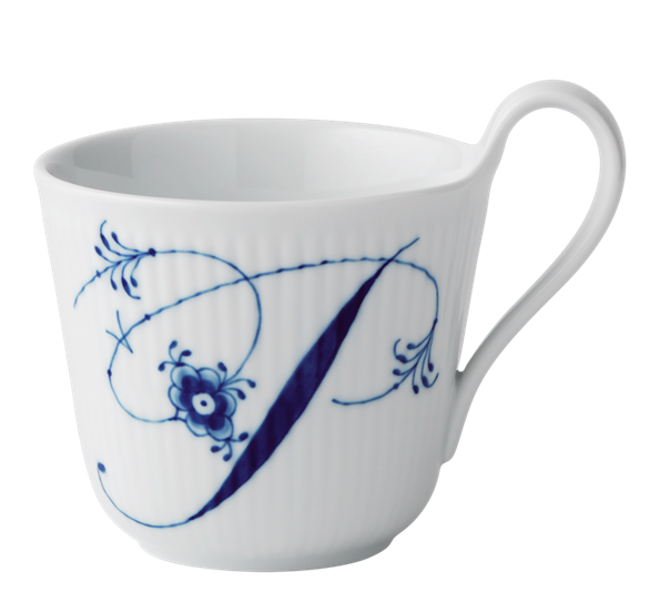 Blå Riflet Alfabetkrus P 33 cl fra Royal Copenhagen