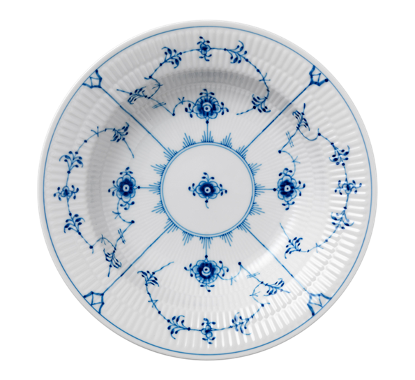 Musselmalt Riflet tallerken dyp 21 cm fra Royal Copenhagen