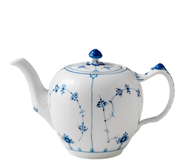 Musselmalt Riflet tekanne med lokk 1 liter fra Royal Copenhagen