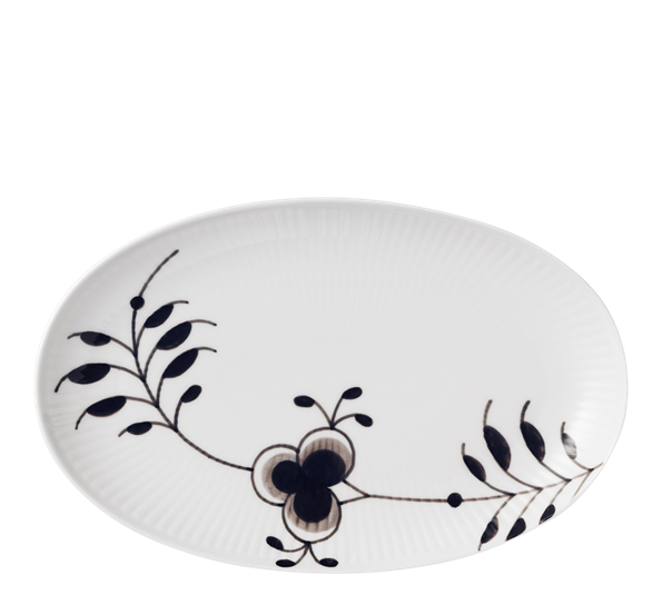 Sort Mega Riflet asjett oval 23 cm fra Royal Copenhagen