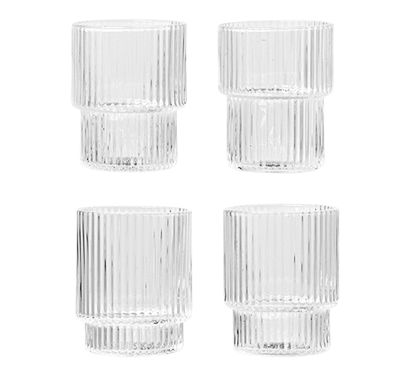 Ripple klar snapsglass 4-pk 6 cl fra Ferm Living