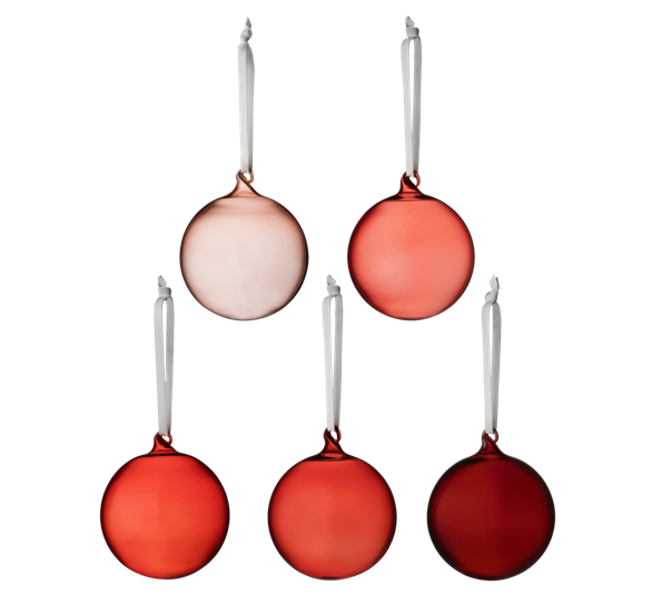 Julekuler rødtoner 5 stk fra Iittala